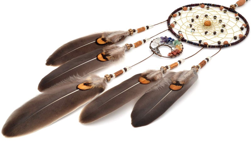 Urdeoms Tree of Life Dream Catchers for Bedroom Adult Brown Boho Dream Catcher Wall Decor for Girls Chakra Crystal Healing Stones Hanging Ornament Room Decoration 18" Length(NO.12) - Image 5